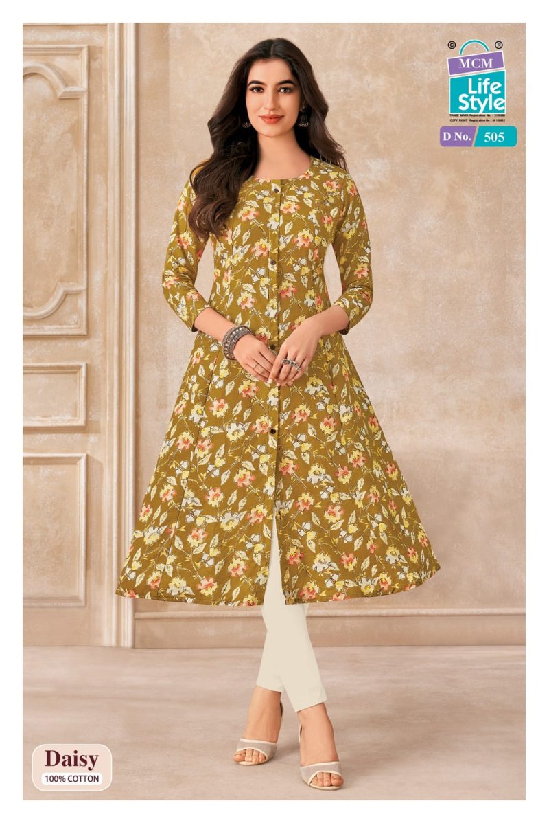 Daisy Vol 5 By Mcm Cotton Printed A Line Flair Kurtis 